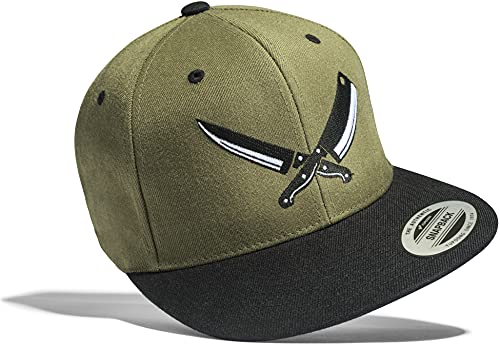 Baddery Cap Flexfit Snapback : Butcher - Metzger Kappe Herren & Damen Kochmütze (Schwarz-Grün) von Baddery