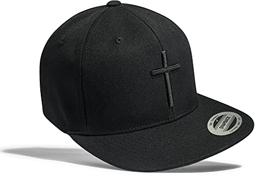 Baddery Jesus Cap Flexfit Snapback : Kreuz - Kappe Herren & Damen Schwarz (Schwarz) von Baddery