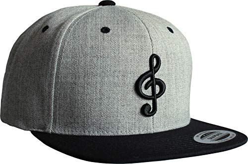 Cap Herren Flexfit Snapback : Notenschlüssel - Basecap Herren & Damen Baseball Cap Männer (Grau) von Baddery