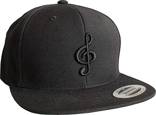 Baddery Cap Flexfit Snapback : Notenschlüssel - Kappe Herren & Damen (Schwarz) von Baddery