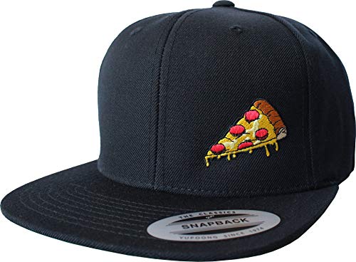 Baddery Cap Flexfit Snapback : Pizza Slice - Kappe Herren & Damen Schwarz Kochmütze (One Size) von Baddery