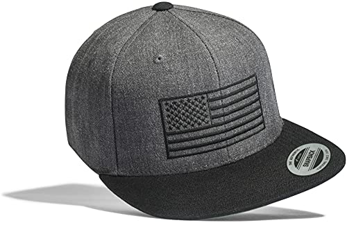 Baddery Cap Flexfit Snapback : USA Flagge - Army Kappe Herren & Damen Schwarz (One Size) von Baddery