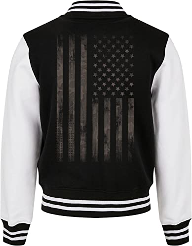 College Jacke für Herren & Damen : USA Flagge - Baseball Jacke - Sweat College Jacket - Männer Collegejacke (Black-White XXL) von Baddery