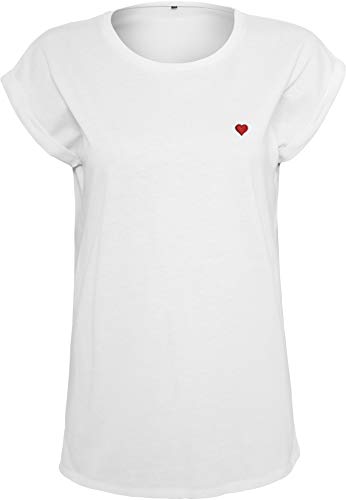 Damen T-Shirt: Mein Herz - Hochwertig Bestickt - Geschenk für Frauen - Stickerei Stick - Shirt Frau Freundin Mädchen - Liebe Heart Geburtstag Birthday Partner-Look Top Valentinstag (L) von Baddery