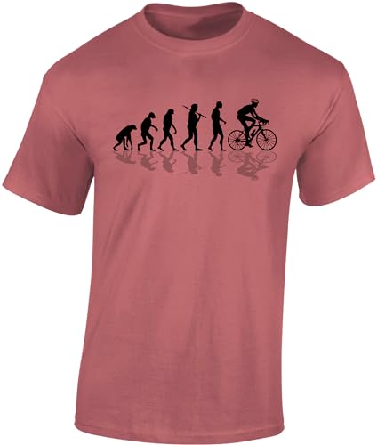 Fahrrad T-Shirt Herren : Bike Evolution - Rennrad Shirt (Ancient Pink S) von Baddery