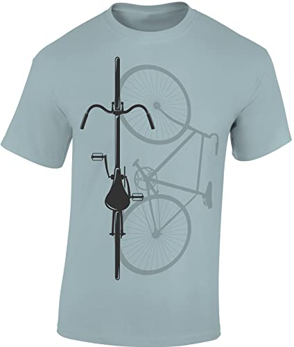 Fahrrad T-Shirt Herren : Bike Shadow - Sport Tshirts Herren - Rennrad Zubehör (Ice Blue XXL) von Baddery