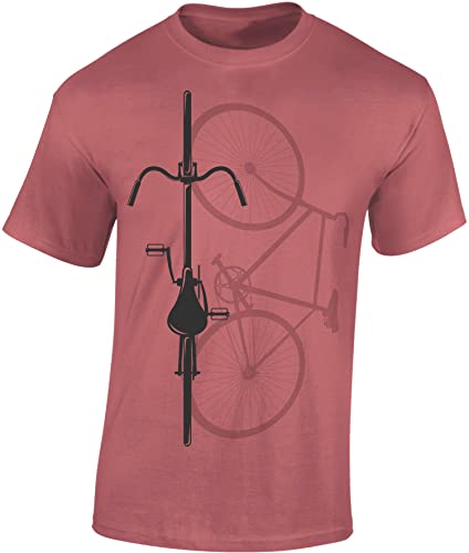 Fahrrad T-Shirt Herren : Bike Shadow - Sport Tshirts Herren - Rennrad Zubehör (Ancient Pink 3XL) von Baddery