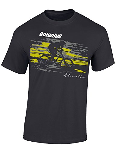 Fahrrad T-Shirt Herren : Downhill Adrenaline - Sport Tshirts Herren - Mountainbike Shirt (Dark Grey M) von Baddery