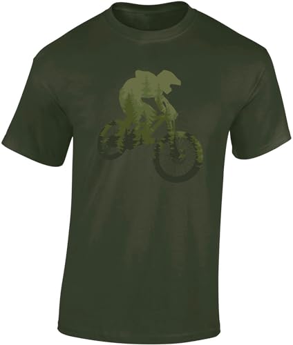Fahrrad T-Shirt Herren : Forest Ride - MTB Mountainbike Shirt (Army M) von Baddery