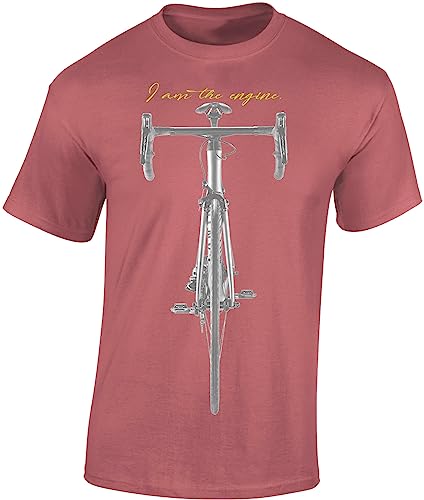 Fahrrad T-Shirt Herren : I am The Engine - Sport Tshirts Herren - Rennrad Zubehör (Ancient Pink L) von Baddery