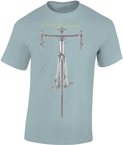 Fahrrad T-Shirt Herren : I am The Engine - Sport Tshirts Herren - Rennrad Zubehör (Ice Blue L) von Baddery