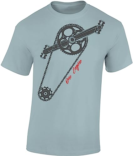 Fahrrad T-Shirt Herren : One Engine - Sport Tshirts Herren - Mountainbike Shirt (Ice Blue L) von Baddery