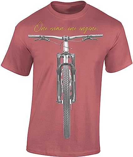 Fahrrad T-Shirt Herren : One Man One Engine - Sport Tshirts Herren - Mountainbike Shirt - MTB Tshirt (Ancient Pink 3XL) von Baddery