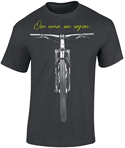 Fahrrad T-Shirt Herren : One Man One Engine - Sport Tshirts Herren - Mountainbike Shirt - MTB Tshirt (Dark Grey 4XL) von Baddery