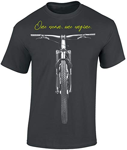 Fahrrad T-Shirt Herren : One Man One Engine - Sport Tshirts Herren - Mountainbike Shirt - MTB Tshirt (Dark Grey 5XL) von Baddery