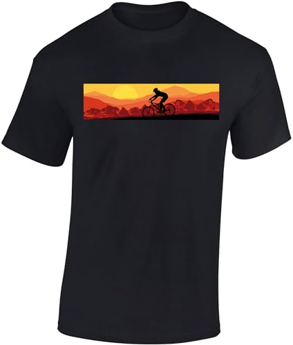 Baddery Fahrrad T-Shirt Herren : Sundown Ride - MTB Mountainbike Shirt (Schwarz L) von Baddery