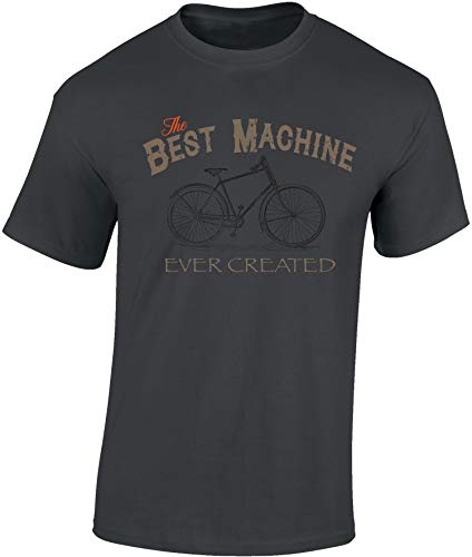 Fahrrad T-Shirt Herren : The Best Machine - Sport Tshirts Herren - E-Bike Zubehör (Dark Grey 5XL) von Baddery