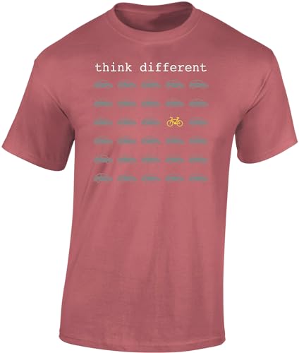 Fahrrad T-Shirt Herren : Think Different - Sport Tshirts Herren - E-Bike Rennrad Zubehör (Ancient Pink L) von Baddery