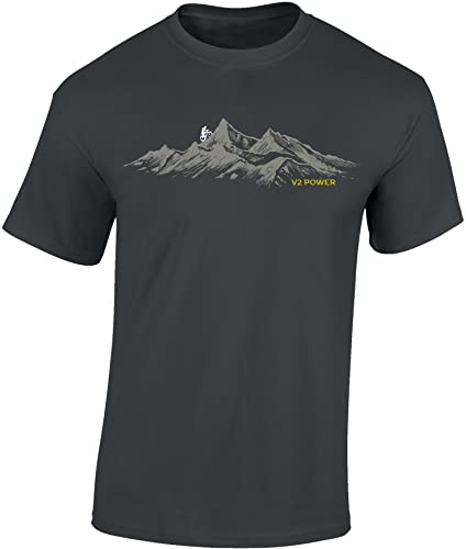Fahrrad T-Shirt Herren : V2 Power - Sport Tshirts Herren - Mountainbike Shirt (Dark Grey 5XL) von Baddery