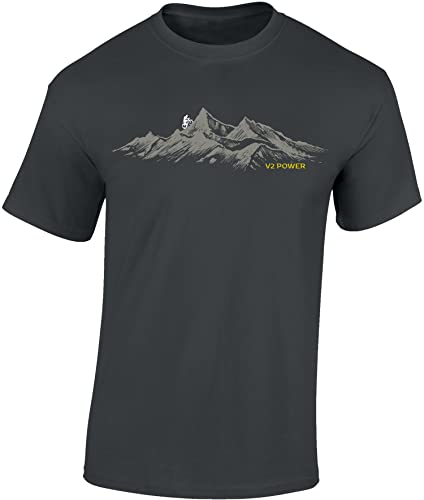 Fahrrad T-Shirt Herren : V2 Power - Sport Tshirts Herren - Mountainbike Shirt (Dark Grey S) von Baddery