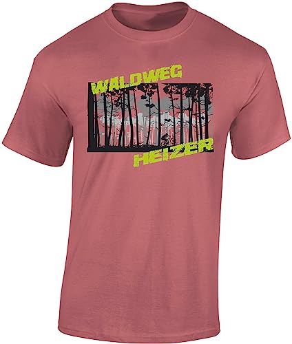 Fahrrad T-Shirt Herren : Waldweg Heizer - Sport Tshirts Herren - Mountainbike Shirt (Ancient Pink S) von Baddery