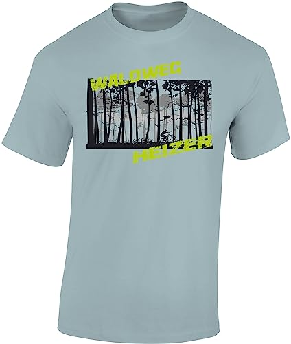 Fahrrad T-Shirt Herren : Waldweg Heizer - Sport Tshirts Herren - Mountainbike Shirt (Ice Blue S) von Baddery
