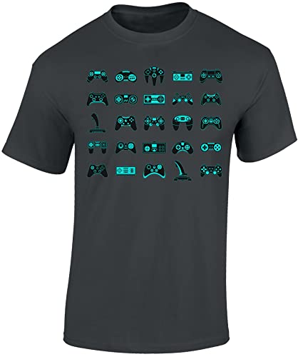 Zocker Tshirt Herren - Controller - Gamer Geschenke Männer - Gaming T-Shirt (Dark Grey L) von Baddery