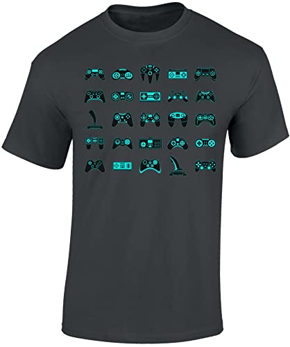 Zocker Tshirt Herren - Controller - Gamer Geschenke Männer - Gaming T-Shirt (Dark Grey XL) von Baddery