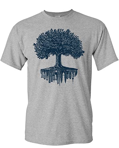 Garten T-Shirt für Herren : Forest City - Männer Wald Tshirt - Nature Shirt - Hobbygärtner Gärtner (Heather Grey L) von Baddery