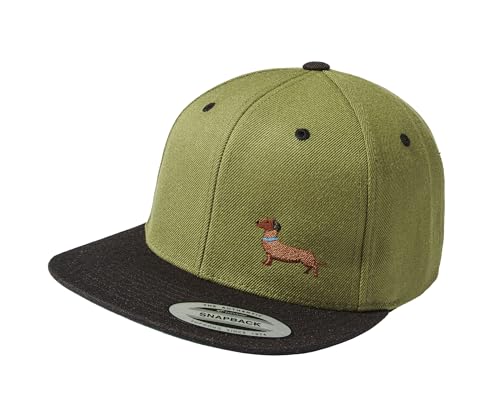 Gassi Mütze : Dackel - Geschenk für Hundebesitzer - Basecap Herren & Damen - Hunde Cap Flexfit Snapback - Jäger Jagd Kappe (Olive-Black - One Size) von Baddery