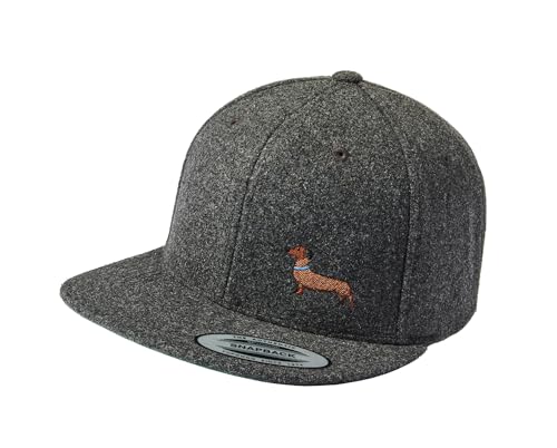 Baddery Gassi Mütze : Dackel - Geschenk für Hundebesitzer - Kappe Herren & Damen - Hunde Cap Flexfit Snapback - Jäger Jagd (Wool Dark Grey - One Size) von Baddery