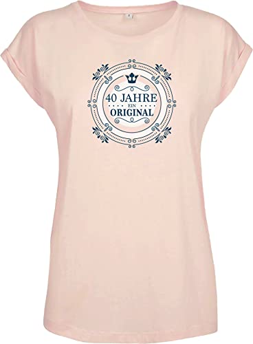 Geburtstagsgeschenk für Frauen : 40 Jahre EIN Original - Damen Geschenk T-Shirt zum 40. Geburtstag - Tshirt für Beste Freundin Mama Mutter (Loose Fit Rosa L) von Baddery