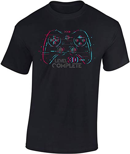 (A) Geburtstagsgeschenk für Gamer 30 Jahre - Level 30 Complete - Männer Geschenk T-Shirt zum 30. Geburtstag - Gaming Shirt Herren (3XL) von Baddery