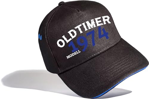 Geburtstagsgeschenk für Männer: Oldtimer Modell 1974 - Cap zum 50. Geburtstag - Jahrgang 1974 - Kappe Geburtstag Papa Hut Baseball Cap Herren (One Size) von Baddery