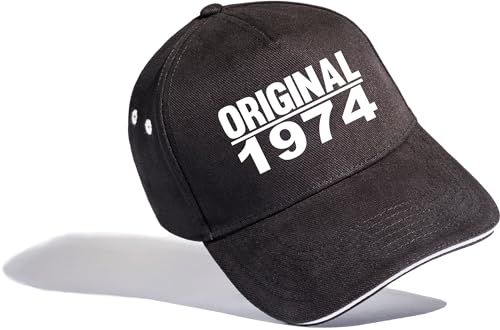 Geburtstagsgeschenk für Männer: Original 1974 - Cap zum 50. Geburtstag - Jahrgang 1974 - Kappe Geburtstag Papa Hut Baseball Cap Herren (One Size) von Baddery