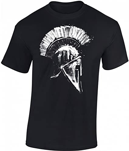 Gym Shirt Herren : Spartaner - Sparta T-Shirt - Spartan Shirt - Sport Fitness Tshirt Herren (Schwarz 4XL) von Baddery