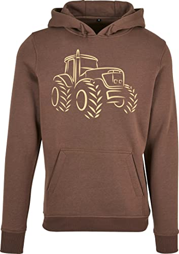 Baddery Hoodie Herren : Traktor - Geschenk für Traktorfahrer - Kapuzenpullover Trecker - Männer Pullover Arbeitskleidung Landwirt (Braun XL) von Baddery
