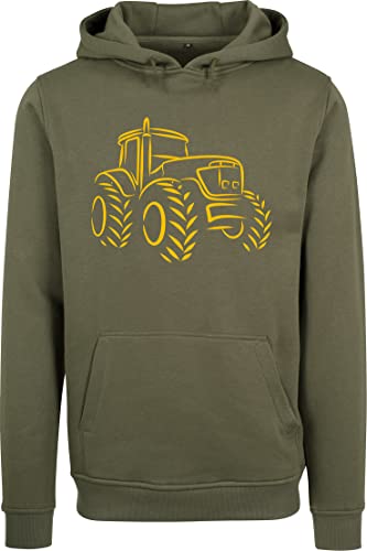 Hoodie Herren : Traktor - Geschenk für Traktorfahrer - Kapuzenpullover Trecker - Männer Pullover Arbeitskleidung Landwirt (Oliv M) von Baddery