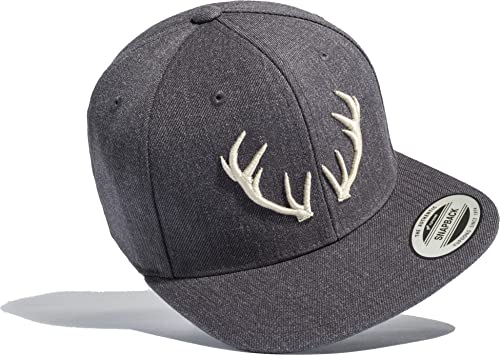 Jäger Mütze : Hirsch Geweih - Outdoor Cap Herren Flexfit - Basecap Herren & Damen - Kletter Wander Zubehör (Dark Grey) von Baddery