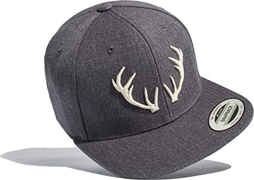 Baddery Jäger Mütze : Hirsch Geweih - Outdoor Cap Flexfit - Kappe Herren & Damen - Kletter Wander Zubehör (Dark Grey) von Baddery