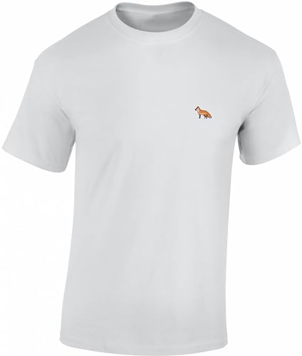 Jäger T-Shirt Männer - Gestickter Fuchs - Jagd Tshirt Herren - Geschenk Kleidung Zubehör (Weiß XXL) von Baddery
