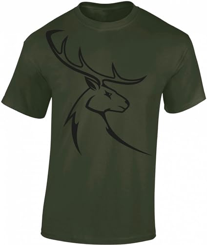 Jäger T-Shirt Männer - Hirschbock - Geschenk für Jäger - Jagd Tshirt Herren - Jäger Kleidung Jagd Zubehör (Army M) von Baddery