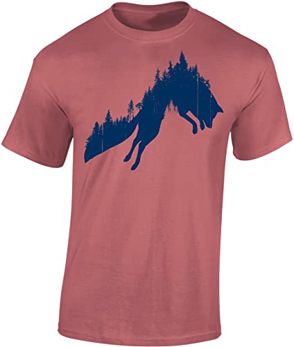 Jäger T-Shirt Männer - Waldfuchs - Geschenk für Jäger - Jagd Tshirt Herren - Jäger Kleidung Jagd Zubehör (Rot 3XL) von Baddery