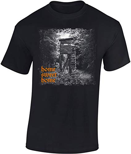 Baddery Jäger T-Shirt Männer - Home Sweet Home - Jagd Tshirt Herren - Geschenk Kleidung Zubehör (Schwarz 3XL) von Baddery