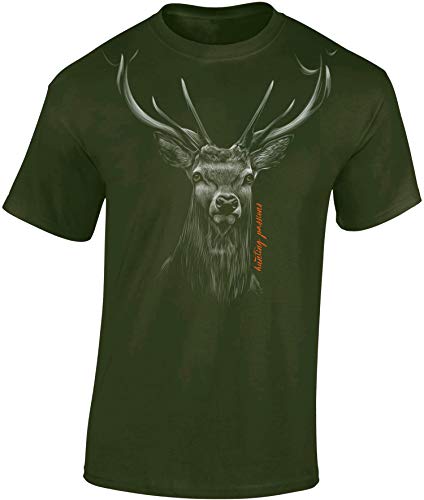 Baddery Jäger T-Shirt Männer - Hunting Passion - Jagd Tshirt Herren - Geschenk Kleidung Zubehör (Army XL) von Baddery