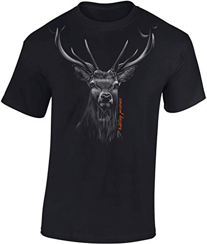 Jäger T-Shirt Männer - Hunting Passion - Geschenk für Jäger - Jagd Tshirt Herren - Jäger Kleidung Jagd Zubehör (Schwarz XXL) von Baddery