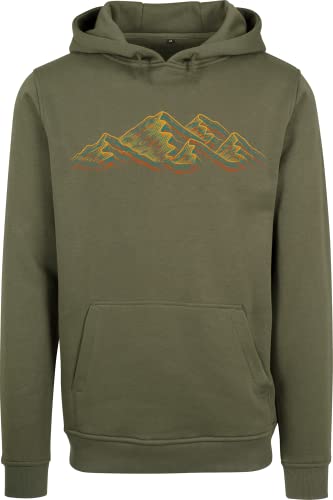 Kapuzenpullover für Herren : Alpen - Kletter Kleidung - Wander Pullover Outdoor Ausrüstung - Bergsteiger Hoodie (Oliv XL) von Baddery