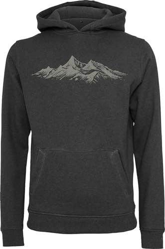 Kapuzenpullover für Herren : Alpengipfel - Kletter Kleidung - Wander Pullover Outdoor Ausrüstung - Bergsteiger Hoodie (Charcoal XL) von Baddery