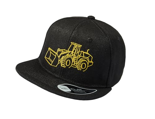 Baddery Kinder Cap : Radlader (inkl. 8 Baufahrzeuge Sticker) - Cappy Jungen - Bagger Traktor Mütze Arbeitskleidung (One Size - Schwarz) von Baddery