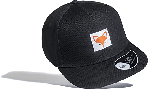 Kinder Cap : Fuchs (Patch) - Basecap Kinder Kappe Jungs Cap Jungen Sport Mütze (Schwarz) von Baddery